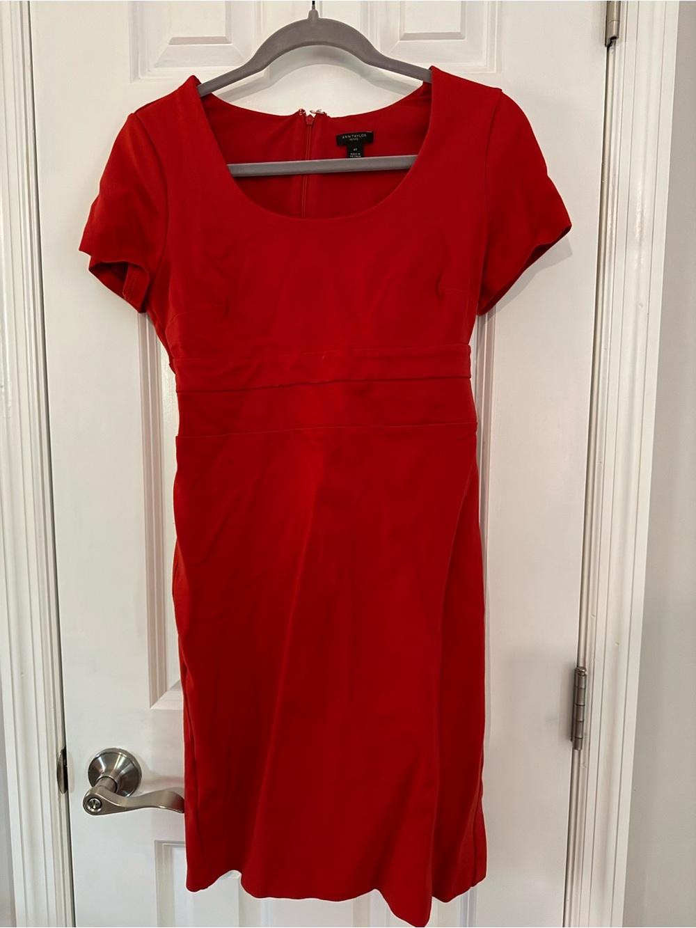 Ann Taylor Red Scoop-Neck Midi Dress